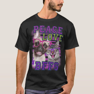 Camiseta Paz De Moda Amor Y Gatos Y Perros De BFFS