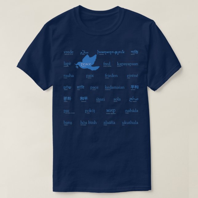 Camiseta Paz en 33 idiomas (Diseño del anverso)