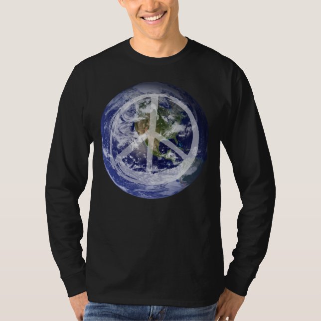 Camiseta PAZ en el planeta Tierra en el espacio Rótulo de s (Anverso)