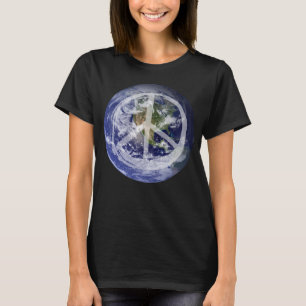 Camiseta PAZ en el planeta Tierra en el espacio Rótulo de s