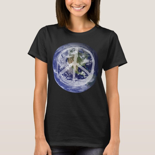 Camiseta PAZ en el planeta Tierra en el espacio Rótulo de s (Anverso)