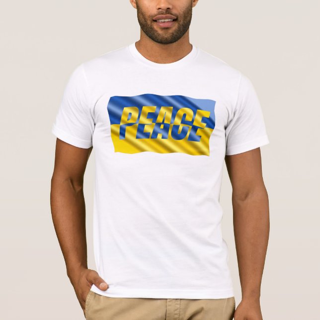 Camiseta Paz en guerra Bandera de Ucrania inspirada en azul (Anverso)