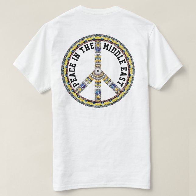 CAMISETA PAZ EN ORIENTE MEDIO - MARIPOSAS GEOMÉTRICAS (Reverso del diseño)