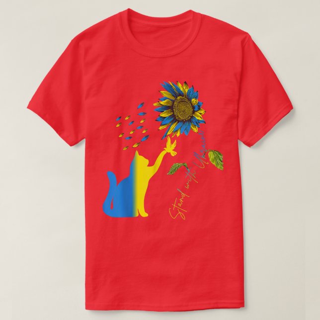 Camiseta Paz en Ucrania, palo y gato  (Diseño del anverso)