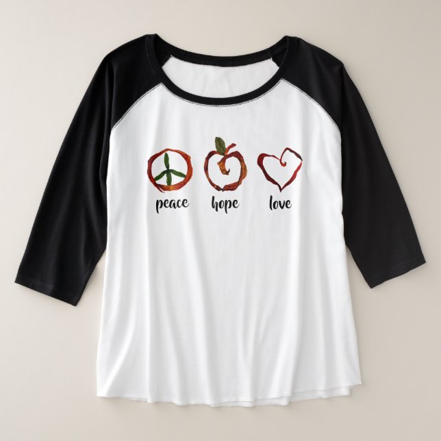 Camiseta paz-esperanza-amor (Anverso del diseño)