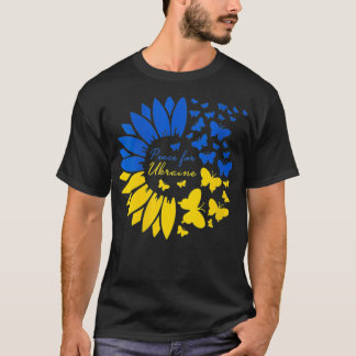 Camiseta Paz femenina en Ucrania girasol T para bandera fem