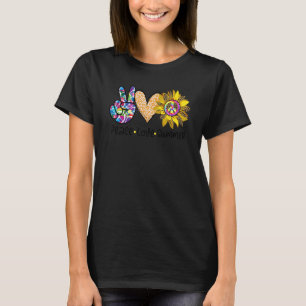 Camiseta Paz Hippie Love Leopard Sunshine Sunflower Summe
