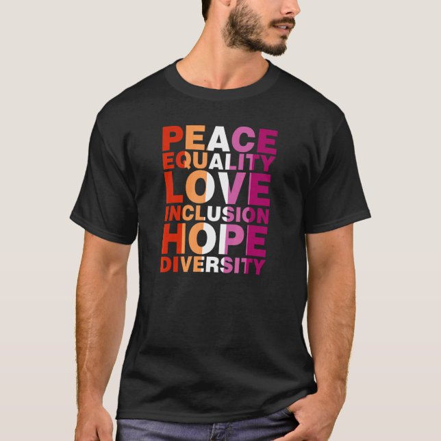 Camiseta Paz Igualdad Amor Inclusión Esperanza Diversidad L (Anverso)