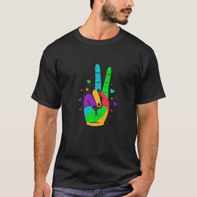 Camiseta Paz Mano Victroy Rótulo Corazón Amor (Anverso)