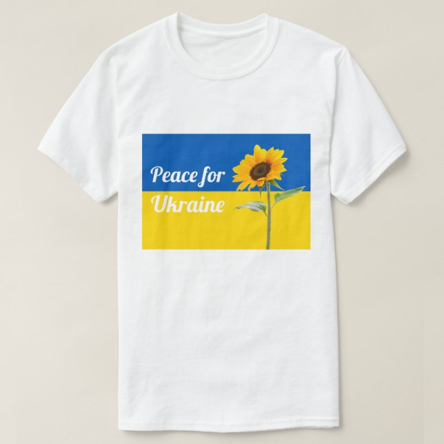 Camiseta Paz para Ucrania Bandera de Girasol Amarillo y Azu (Diseño del anverso)