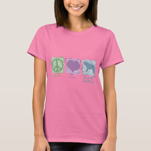 Camiseta Paz Pastel, amor y Bulldoges ingleses (Anverso)