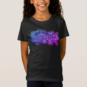 Camiseta Paz Psicodélico Neon Pink Purple Funky Word Art