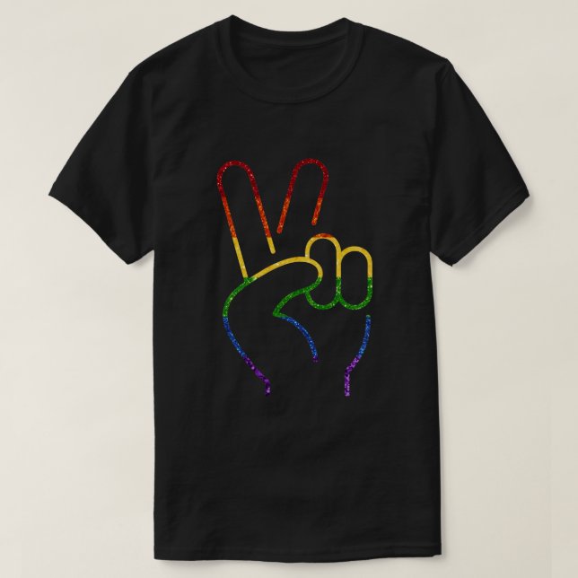 Camiseta Paz Purpurina al orgullo gay LGBT (Diseño del anverso)