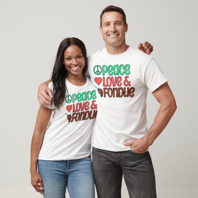 Camiseta Paz retro, amor, Fondue de chocolate (Unisexo)