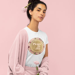 Camiseta Paz y alegría Navidades rosados y de oro