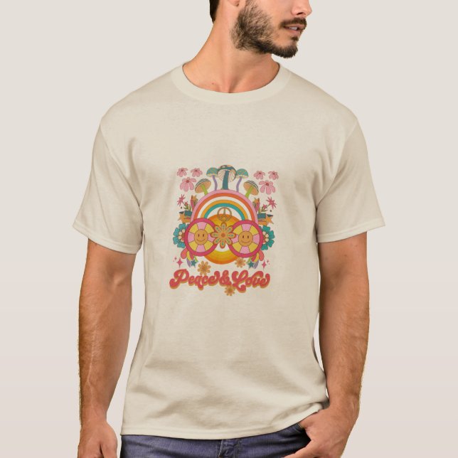Camiseta Paz y amor psicodélicos retro (Anverso)