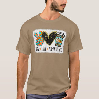 Camiseta Paz y Amor y Especie de Calabaza Feliz otoño Autum