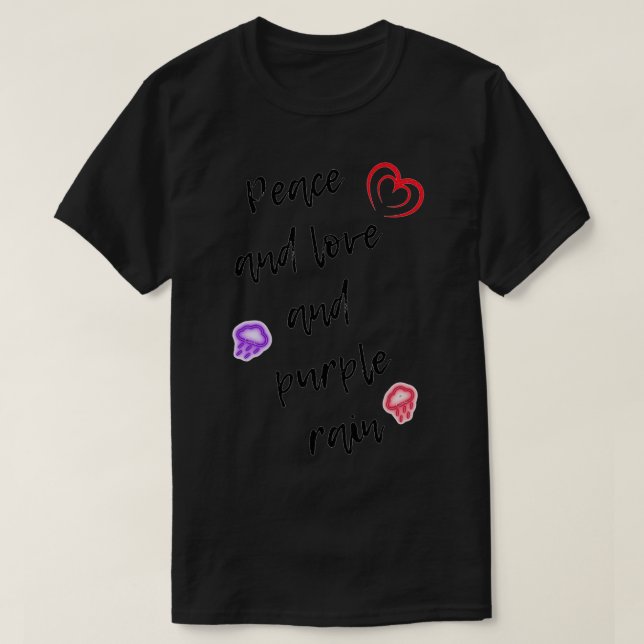 Camiseta Paz y amor y lluvia púrpura (Diseño del anverso)
