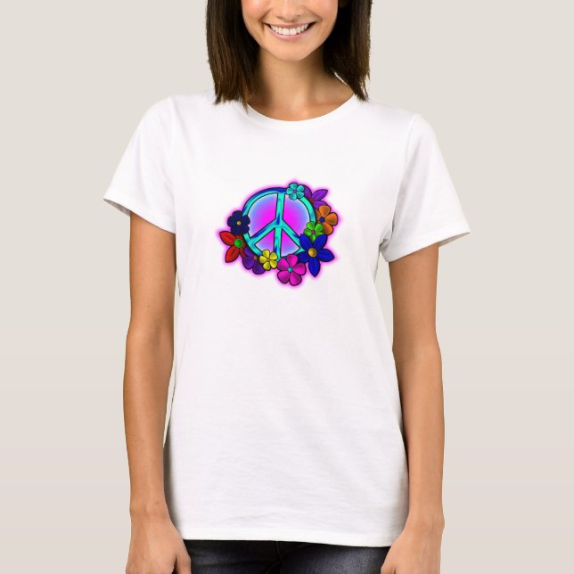Camiseta Paz y flores (Anverso)