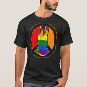Camiseta Paz y victoria Rótulo Amor Tolerancia LGBT