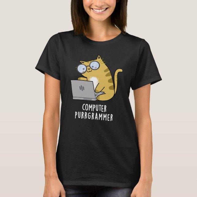 Camiseta PC Purr-grammer Funny Cat Pun Dark BG (Anverso)