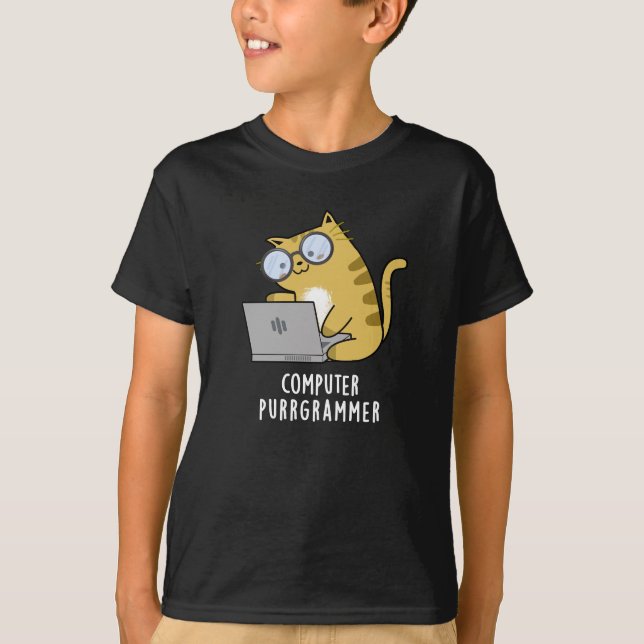 Camiseta PC Purr-grammer Funny Cat Pun Dark BG (Anverso)