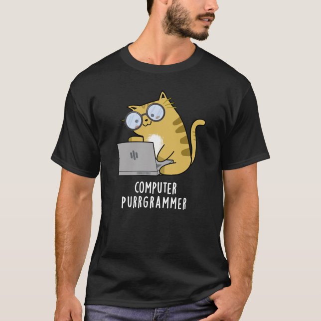 Camiseta PC Purr-grammer Funny Cat Pun Dark BG (Anverso)