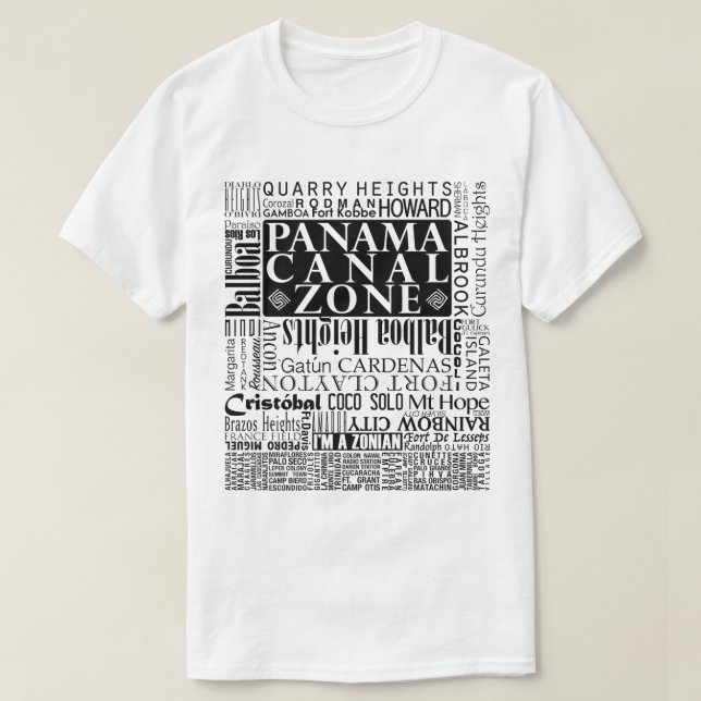 Camiseta PCZ - Ubicaciones en negro de la zona del Canal de (Diseño del anverso)