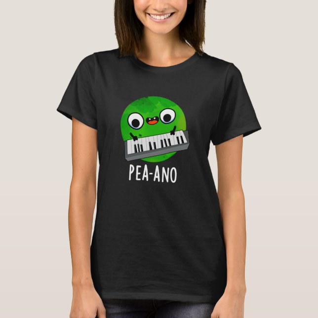 Camiseta Pea-ano Funny Music Veggie Pea Pun Dark BG (Anverso)
