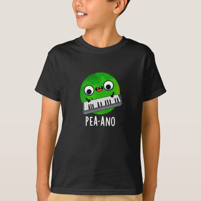 Camiseta Pea-ano Funny Music Veggie Pea Pun Dark BG (Anverso)