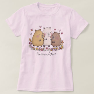 Camiseta Peace and Love Capybara T-shirt