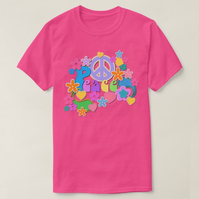 Camiseta Peace and Love Hippy Flower Flower Power Design (Diseño del anverso)