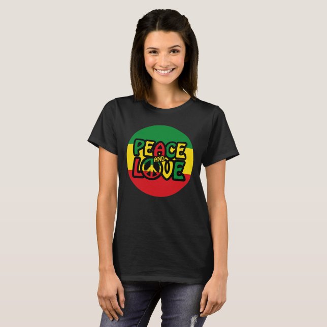 Camiseta PEACE and LOVE, reggae style (Anverso completo)