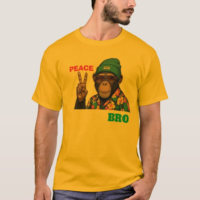 Camiseta Peace Bro Chimpanzee Graphic T-Shirt - Cool Monkey (Anverso)