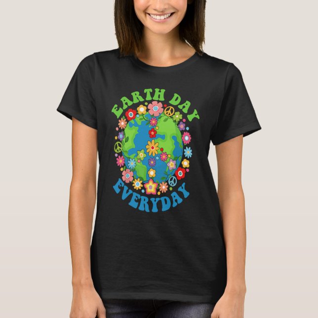 Camiseta Peace Earth Day Everyday 60s 70s Hippie Retro Envi (Anverso)