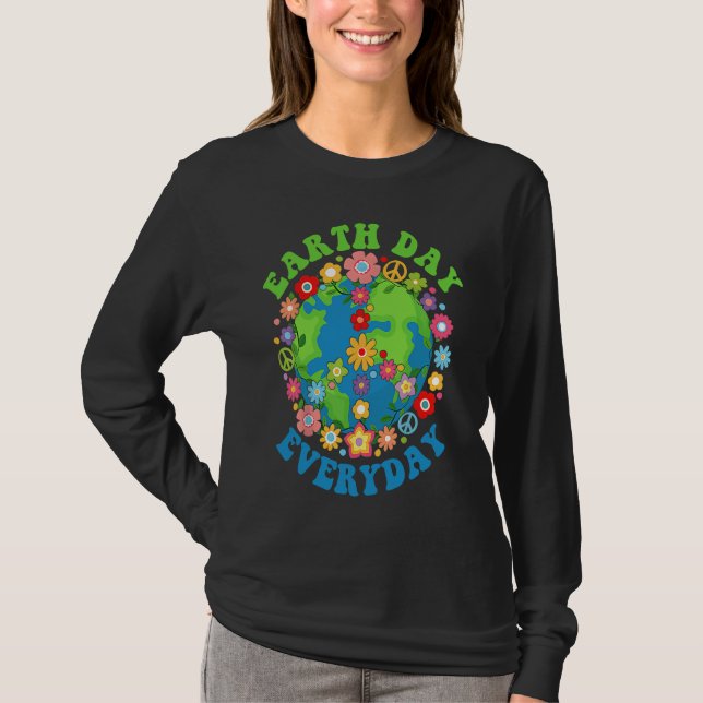 Camiseta Peace Earth Day Everyday 60s 70s Hippie Retro Envi (Anverso)