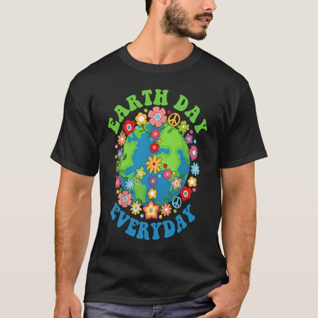 Camiseta Peace Earth Day Everyday 60s 70s Hippie Retro Envi (Anverso)