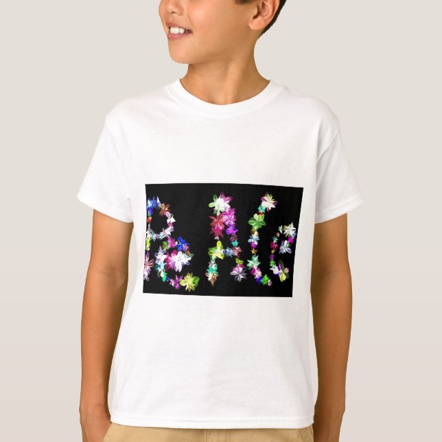 Camiseta "PEACE" en la impresión de arte de flores (Anverso)