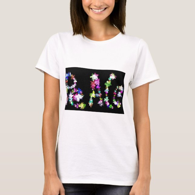 Camiseta "PEACE" en la impresión de arte de flores (Anverso)