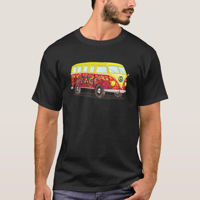 Camiseta Peace Flower Child Love Hippie Bus (Anverso)