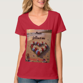 Camiseta Peace Follows Me Beautiful Beach Floral T-Shirt