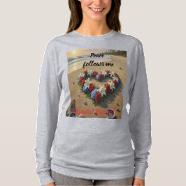 Camiseta Peace Follows Me Beautiful Beach Floral T-Shirt