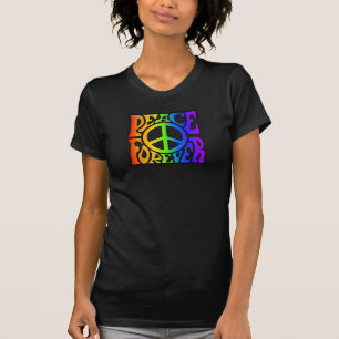Camiseta Peace Forever Vintage Retro Rainbow Graphic T-Shir