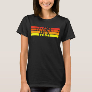 Camiseta Peace Freedom Surf Yoga Colorous Retro Style Strip