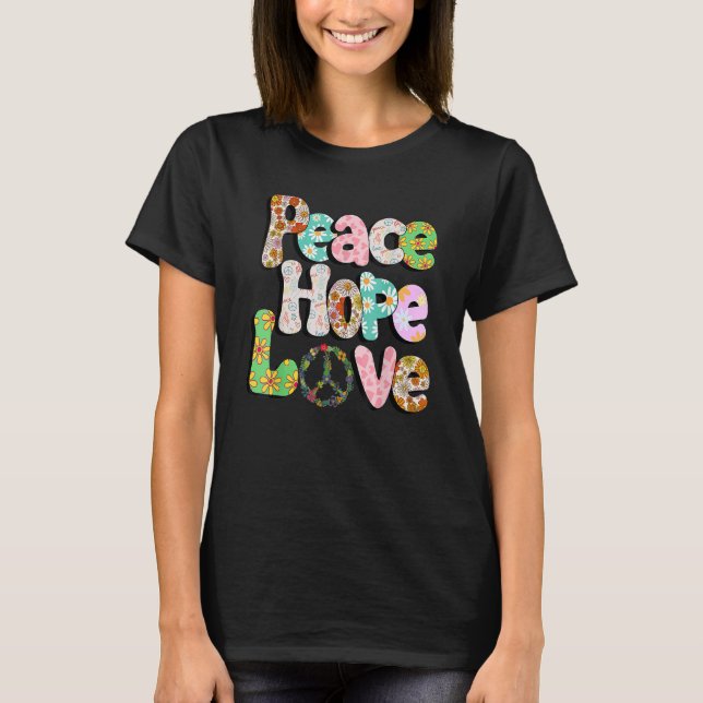 Camiseta Peace Hope Love 60S 70S 70 Trajes para mujer (Anverso)