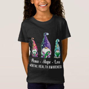 Camiseta Peace Hope Love Gnomé Mental Health Awareness