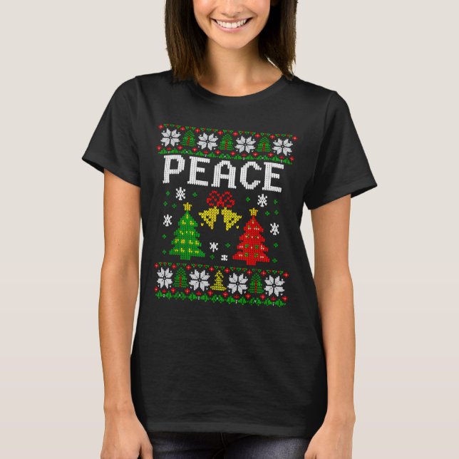Camiseta Peace I Come In Peace Couple Matching Ugly Christm (Anverso)
