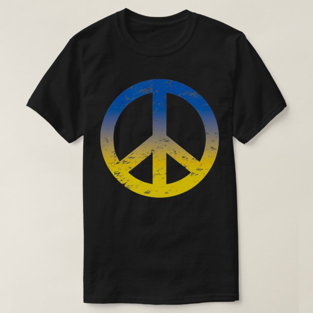 Camiseta Peace in Ukraine  Peace Symbol in Ukraine Flag Col (Diseño del anverso)