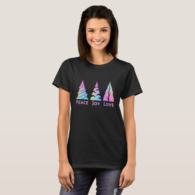 Camiseta Peace Joy Love Christmas Tree (Anverso completo)
