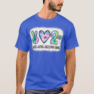 Camiseta Peace Love 2nd Second Grade Squad Back To School T